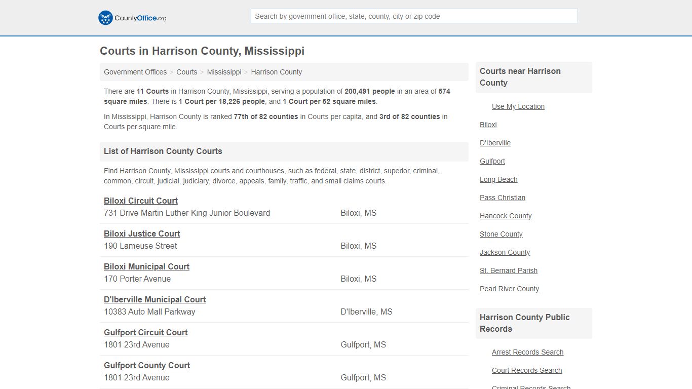 Courts - Harrison County, MS (Court Records & Calendars)